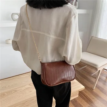 

2020 Spring New Model Leisure Ms. Crocodile Shoulder Cross-Body Women's Fashion Handbag Square Sling Bag