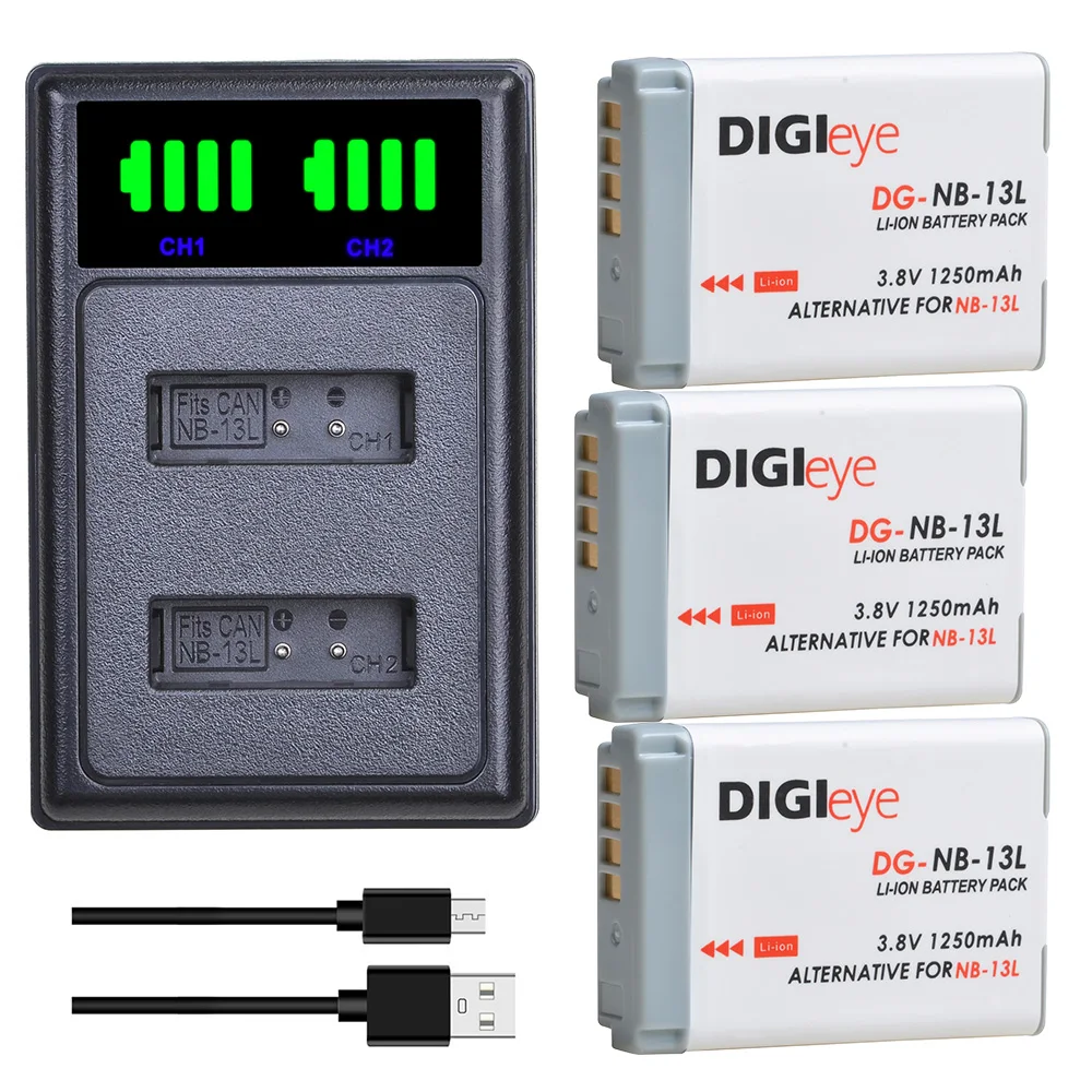 Nb-13L Batteria Nb13L + Caricatore Doppio Led Per Canon G1 X Markiii, G5 X Mark Ii G7 X Markii Markii G9 X Mark Ii Sx620 Hs Sx720