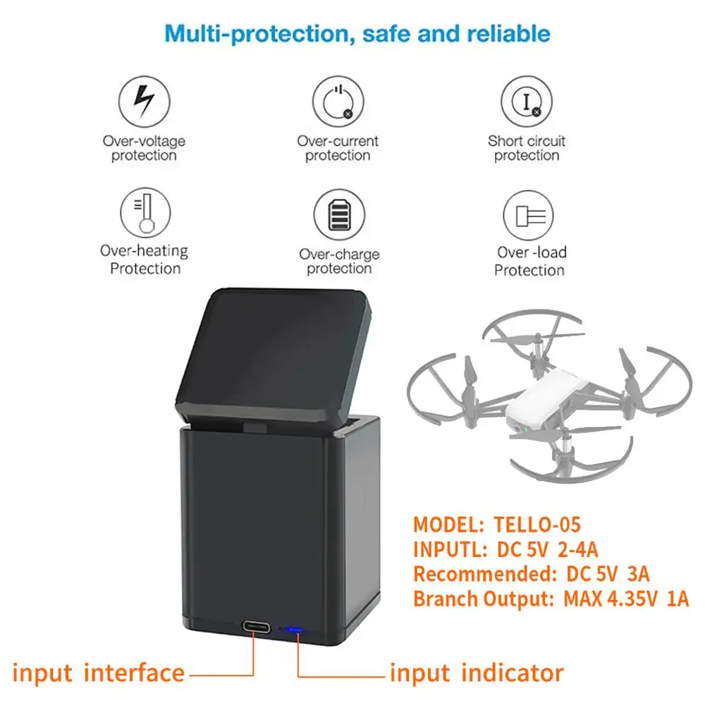 Для DJI Tello тип хранения 3 в 1 батарея интеллектуальная зарядка концентратор