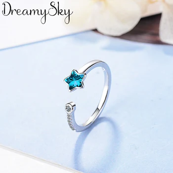 

Korean 925 Sterling Silver Blue Star Rings For Women Men Engagement Rings Girls Party Gifts Anillos 2019