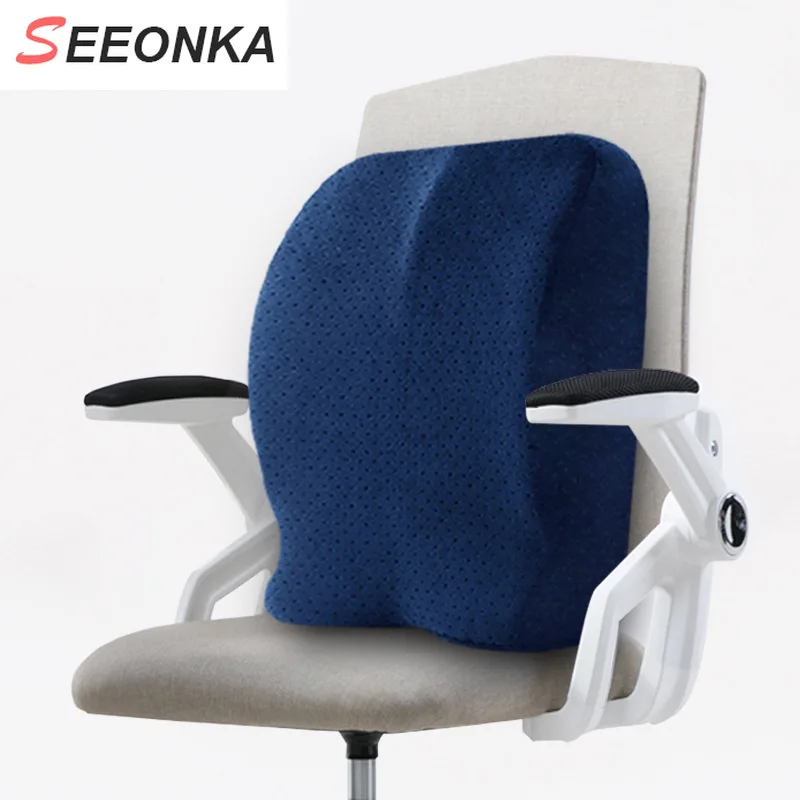 

Memory Foam Lumbar Support with Mesh Cover Balanced Firmness Designed for Back Pain Relief Pillow for Computer Office Chair