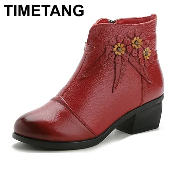 

TIMETANG2019 spring and autumn low heel handmade shoes a pedal lazy flat wild shoes women's soft sole shoesE1141