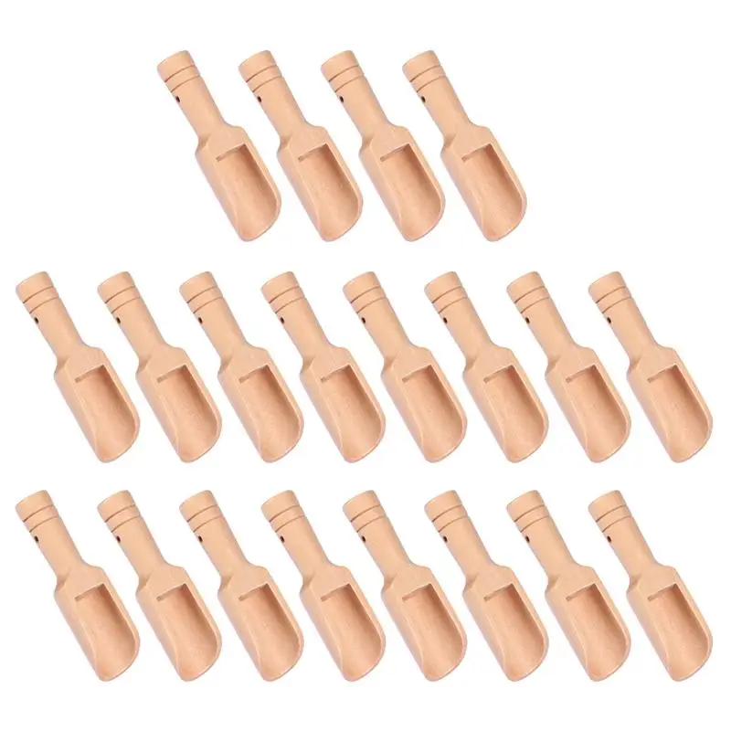 20pcs Small Salt Shovels Round Handle Scoop Wood Teaspoon Milk Powder Scoops