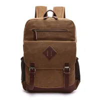 Mens Large Vintage Canvas Backpack for Men Canvas Bookpack Fits Most 15.6 Inches laptop School Laptop Bag Hiking Travel Rucksack 3