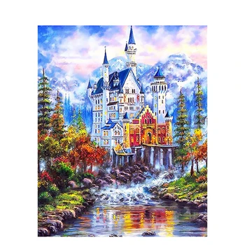 

GATYZTORY DIY Painting By Numbers Castle Landscape HandPainted Oil Painting Drawing On Canvas Acrylic Paint Home Decoration