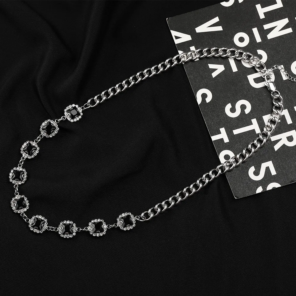 Luxury Red Gems Stone Crystal Chain Necklace Cuban Necklace for Men Women Hip Hop Necklace Iced Out Chain Hip Hop Jewelry Gifts