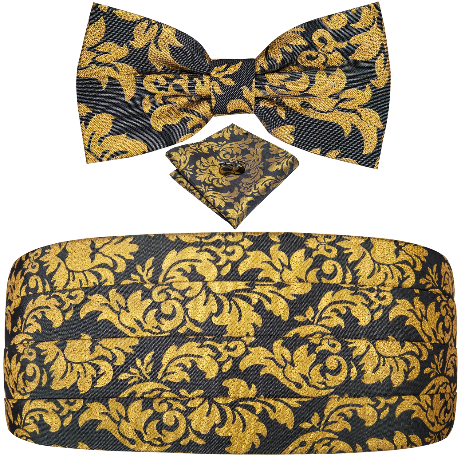 Роскошный шелковый Cummerbund 20 цветов галстук бабочка запонки Hanky золотые Cummerbunds для