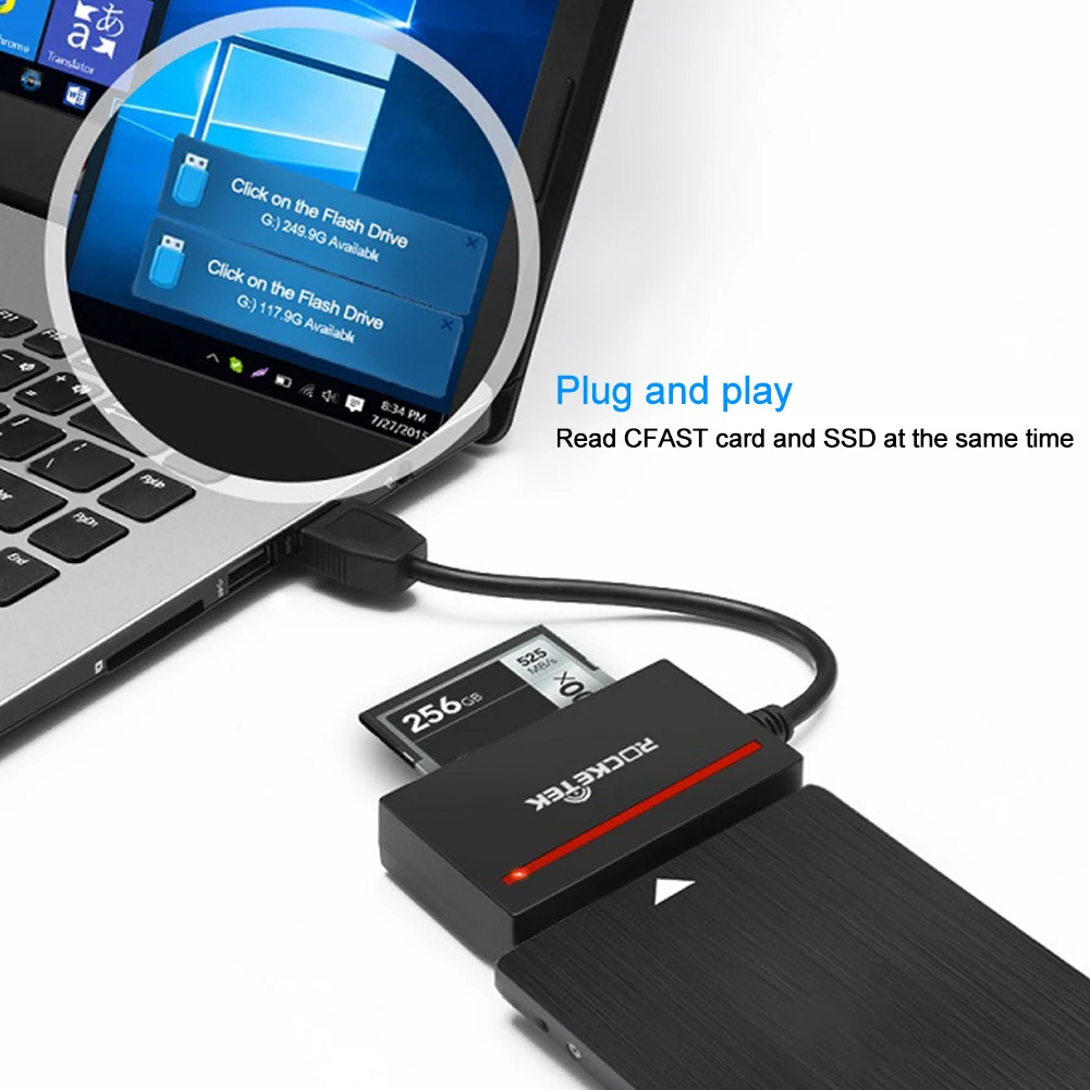 ПК передачи данных адаптер конвертер кабель SSD светодиодный индикатор CFast 2,0 камера ноутбуки Супер скорость USB 3,0 к SATA кард-ридер