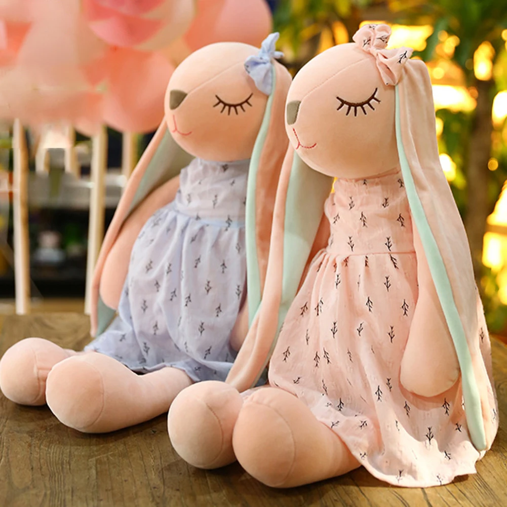 35/45/55cm orejas largas lindo conejo muñeca bebé de dibujos animados de peluche de felpa Animal relleno juguetes para acompañar a dormir los niños Bunny regalo de cumpleaños