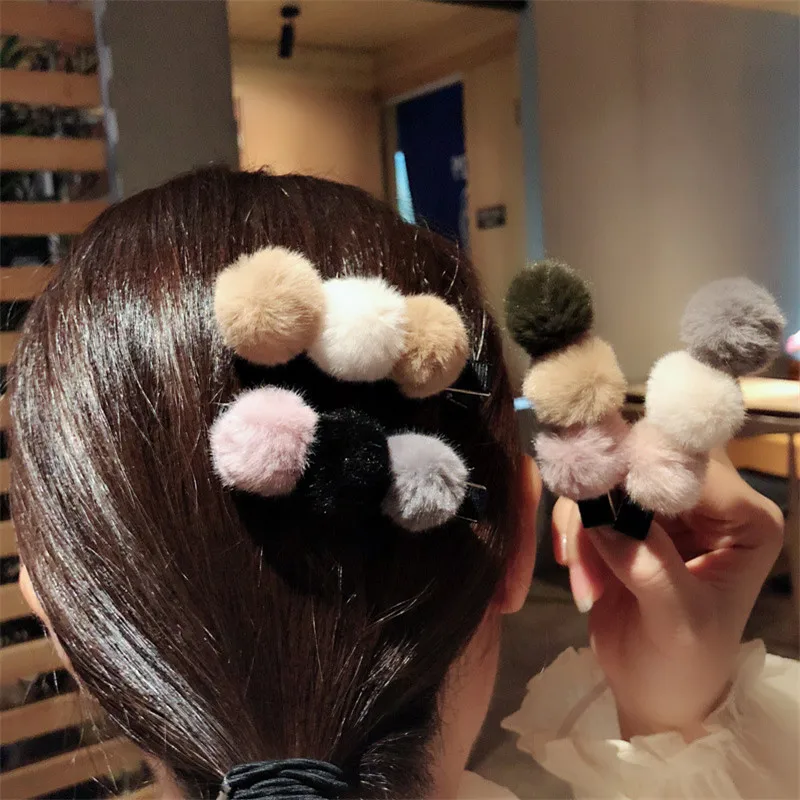 Корейский помпон волосы веревка Галстуки зима милый конский хвост держатель эластичные волосы резиновые ленты аксессуары для женщин девочек заколки для волос