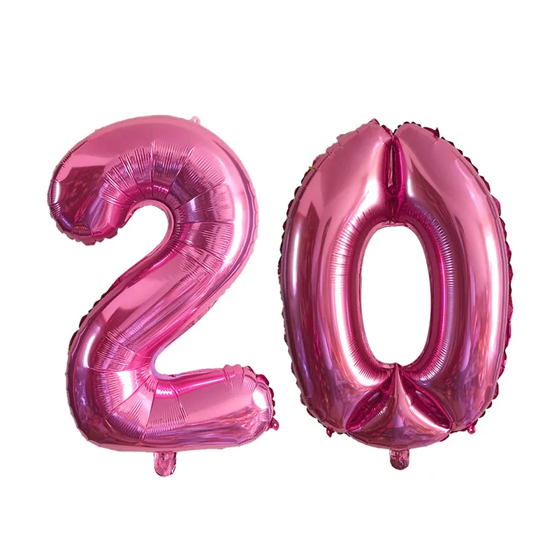 Set of 2 Colorful 30th Birthday Foil Balloons - Pink, Blue, Gold Party Decorations