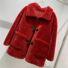Женское зимнее пальто из натурального меха, стрижка овец, повседневное теплое пальто из натуральной овечьей шерсти, шерсть, короткое пальто