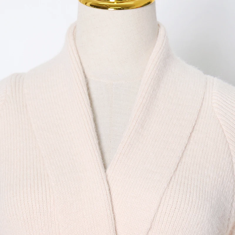 TWOTWINSTYLE Loose Tweed Sweater For Women V Neck