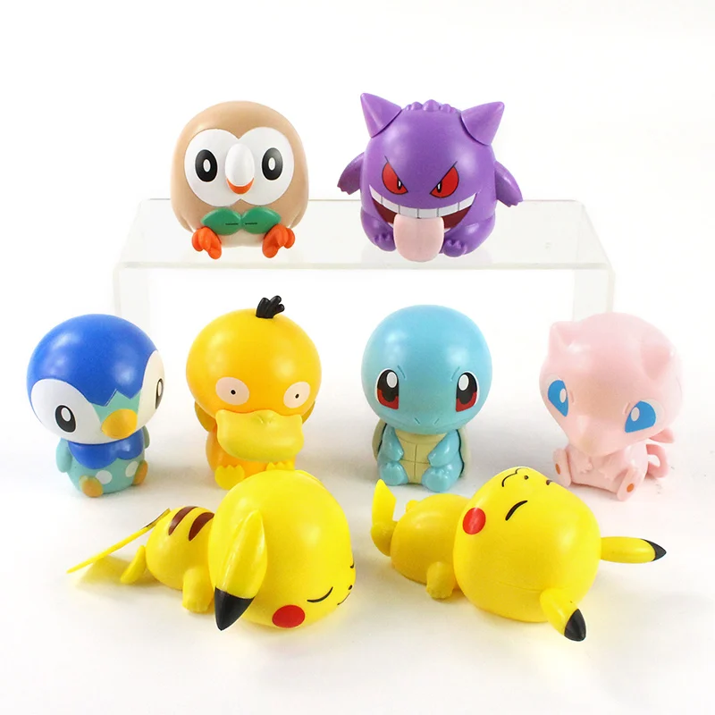 5 8 см шт./лот аниме Сквиртл Gengar Mew Psyduck Rowlet Piplup ПВХ экшн фигурки модели игрушки