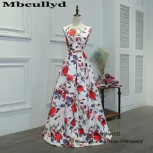 Mbcullyd элегантные платья для выпускного вечера с цветами длинные платье с овальным вырезом вечерняя одежда для женщин Печать Vestidos de fiesta de noche