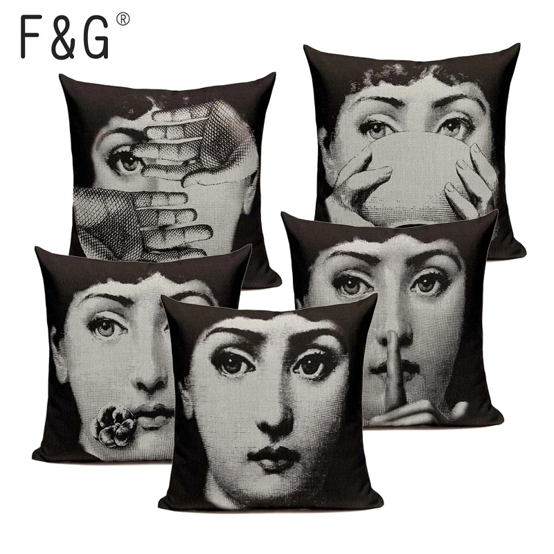 Vintage Fornasetti Art Beauty Face Cushion Cover Linen Custom