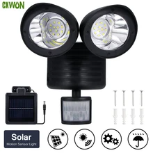 

22 LED Solar Light Outdoor Waterproof Double Head Rotatable Solar Lamp With Motion Sensor Garage Garden Porch Security Light
