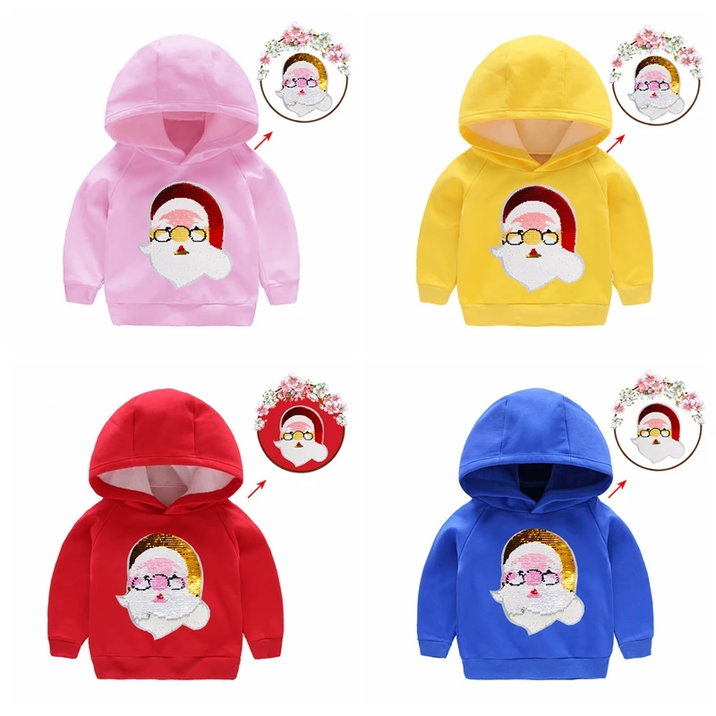 Kids Christmas Clothes Boys Girls Hoodies Teens Winter Hooded Sweatshirt For Boys Kids Clothes Long Sleeve Pullover Tops