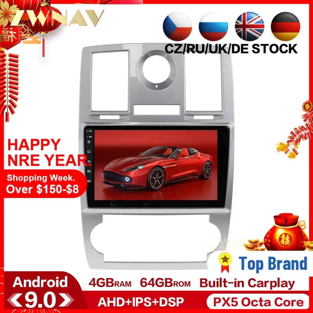 Android 9 0 автомобильный мультимедийный плеер для Chrysler 300C Jeep Dodge 2004 2014 GPS Glonass