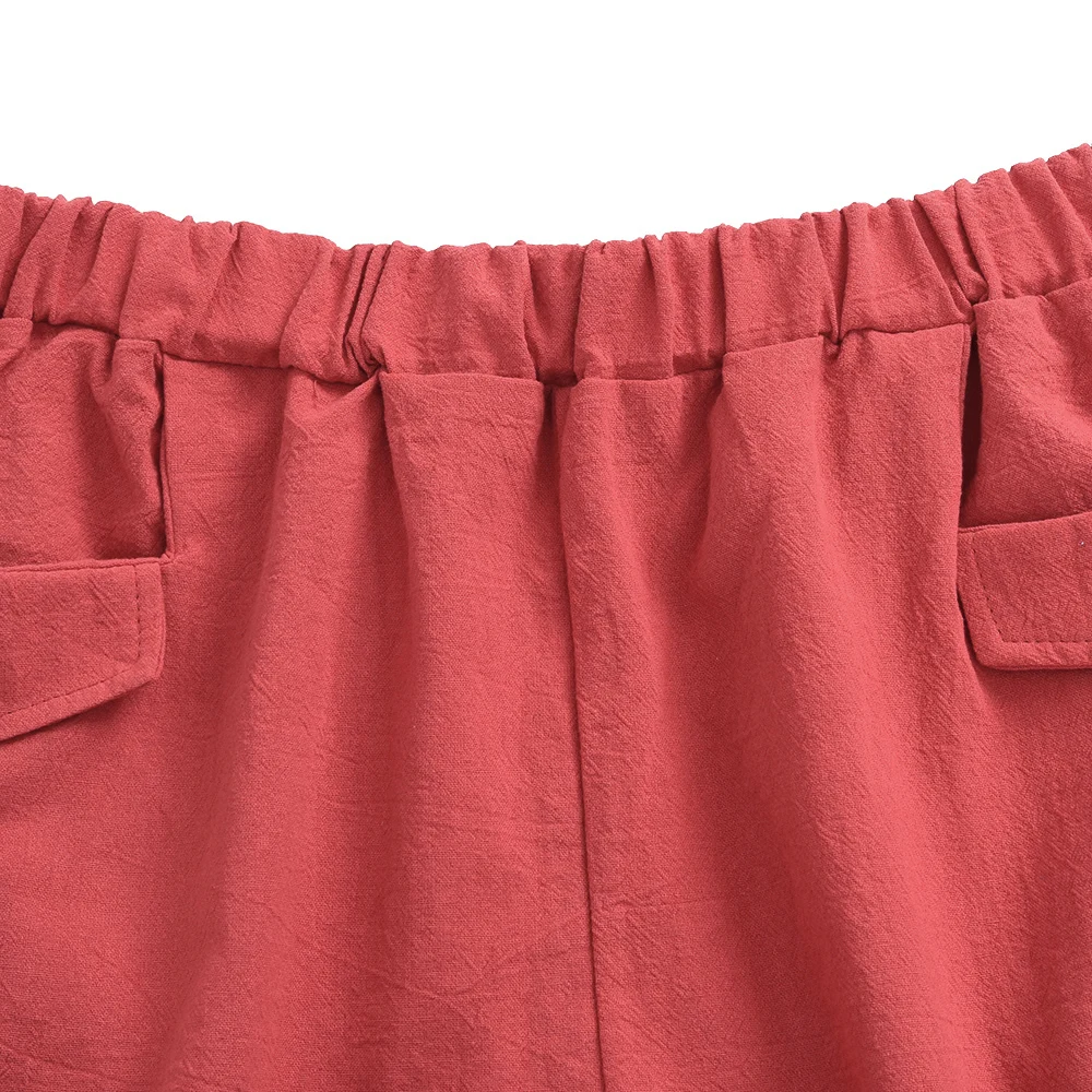 leather shorts Elastic Waist Pockets Shorts Solid Color Summer Shorts Woman Causal Loose Elastic Wasit Daily Cotton Linen Female Shorts New D30 lululemon shorts