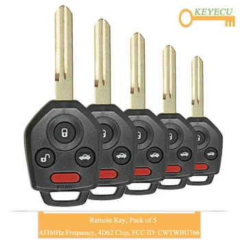 

KEYECU 5PCS Remote Control Car Key for Subaru Tribeca Legacy Outback, Fob 3+1 4 Buttons - 433MHz - 4D62 Chip - FCC ID: CWTWBU766