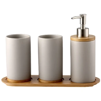 

NEW-3PCS Ceramic Bathroom Accessories Set Fashion Soap Dispenser Toothbrush Holder Tumbler Ceramic Household Bathroom Product
