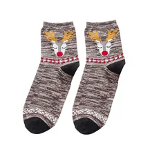 Рождественские носки унисекс Женские носки хлопковые милые забавные счастье кавай носки с принтом лося для девочек Рождественский подарок 102#3