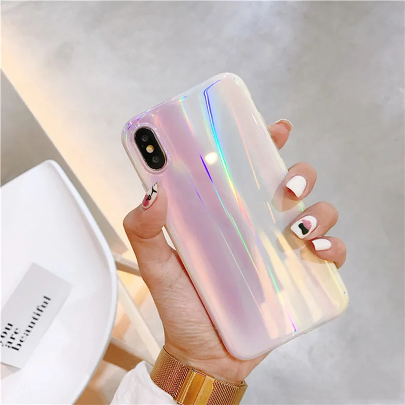 Luxury Pink Laser Rainbow Case for iPhone 4
