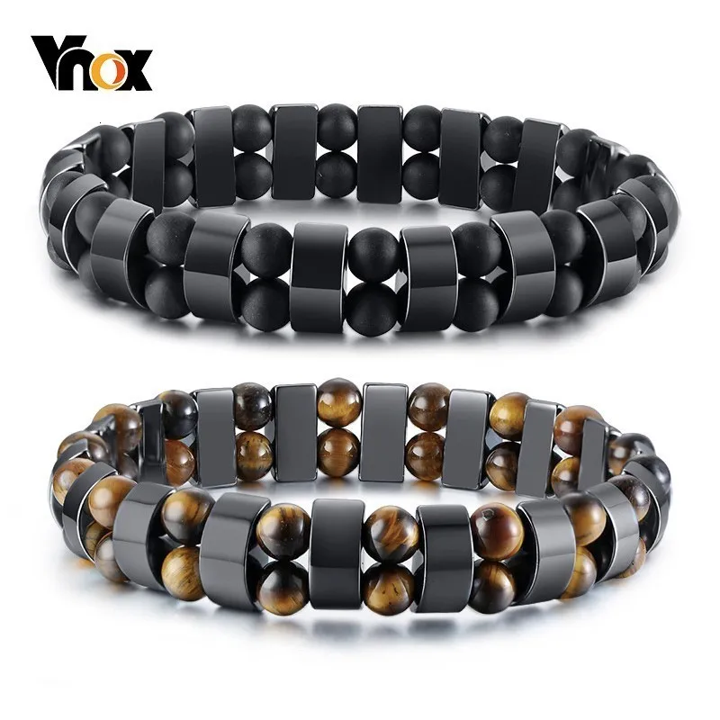 Vnox стильный камни тигровый глаз Браслеты для Для мужчин здоровья гематитовые