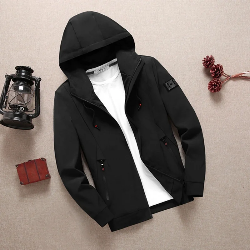 5XL 6XL мужские повседневные куртки с капюшоном и карманами Большие размеры 7XL 8XL спортивные куртки на молнии высокое качество осень зима простое пальто