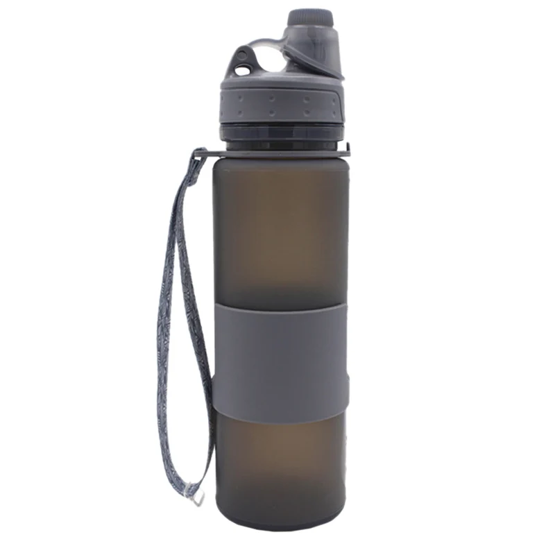500 мл складная бутылка для воды с ремешком на руку, герметичная закручивающаяся крышка, BPA бесплатно