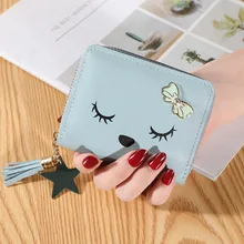 

New Kawaii Cat Bow Fashion Tassel Mini Wallet Women Zipper Wallet Cute Literary Coin Purse Girl Gift