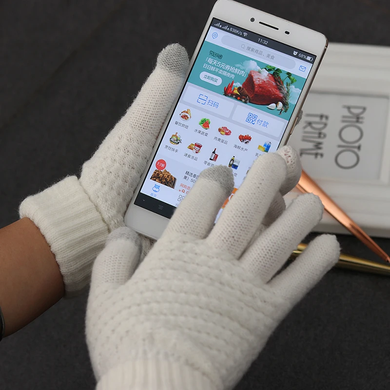 Handwear полный митенки для пальцев Вязаные перчатки Сенсорный экран перчатки Смартфон сохраняет тепло подарок удобный красивый зима осень