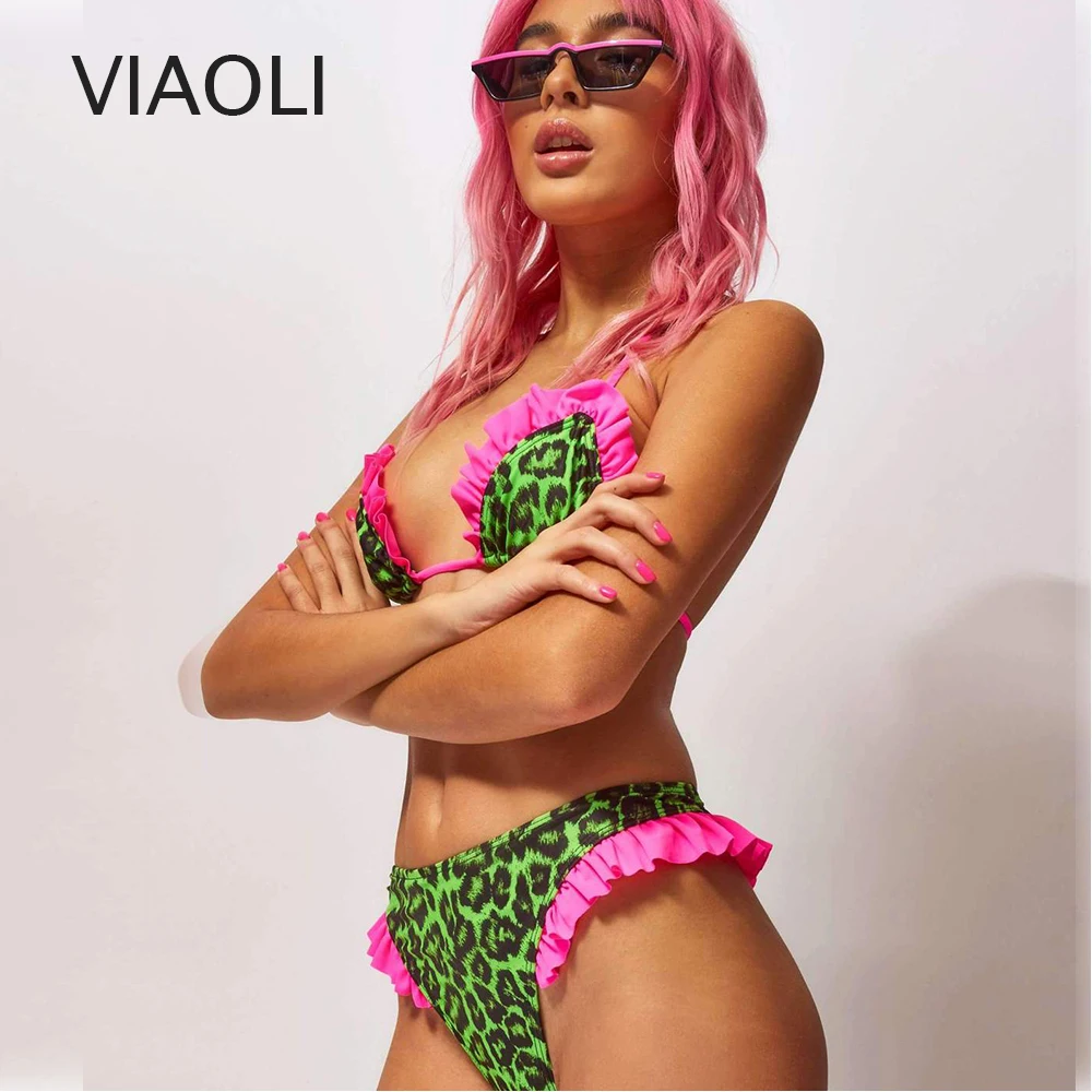 

Bikini Swimwear Women Swimsuit New Leopard Ruffle Brazilian Bikini Set Push Up Bathing Suit Female Summer Beach Wear Biquini