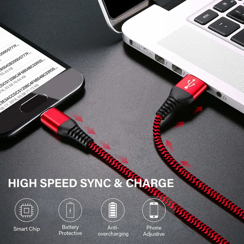 3A Fast Charging Type C Cable Charger Nylon Data Cord Micro USB Cable Android Mobile Phone Cable For Huawei Samsung S20 XiaoMi 9