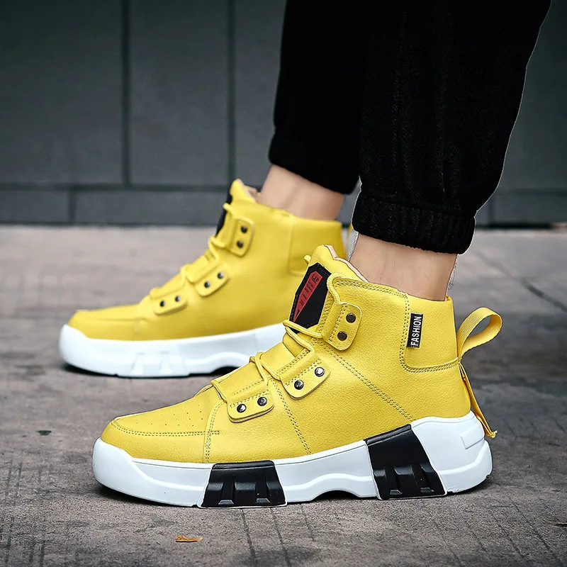 Winter Keep Warm Shoes High-top Running Shoes Thick Bottom Male Sports Shoes Youth Trend Men's Fashion Sneakers J3-61