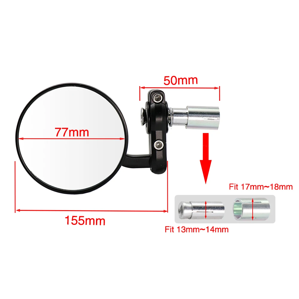 Miroir de moto, 2 pièces miroir latéral rond de moto rotatif,  7/8rétroviseurs latéraux universels