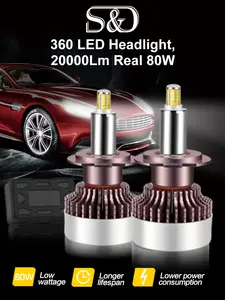 H1 LED H7 LED 25000LM H8 HB3 9005 HB4 H11 Светодиодный ные фары лампы 9012 HIR2 12 Сторон 80 Вт 3D Высокая мощность Canbus 360 градусов Автомобильная Лампа
