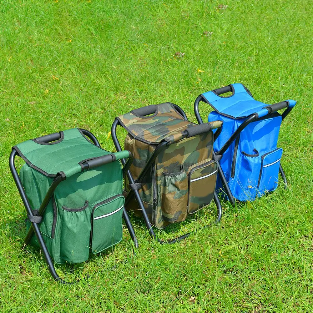 Portable Folding Backpack Chair Camping Stool Cooler Bag Rucksack Beach  Fishing