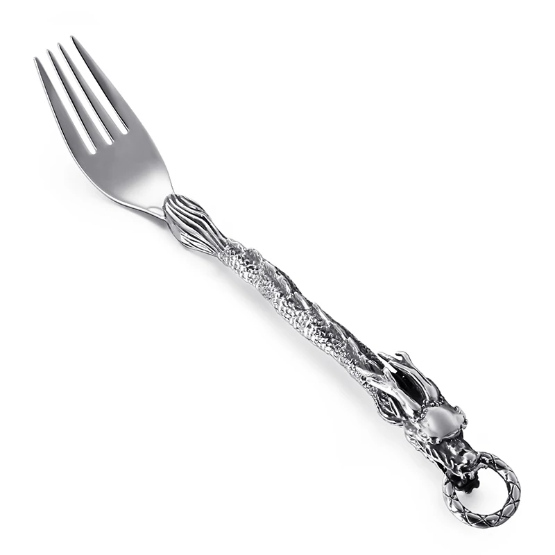 Дракон из нержавеющей стали набор посуды Западная еда столовые приборы посуда столовая посуда креативный подарок вилки, ножи, ложки - Цвет: Fork