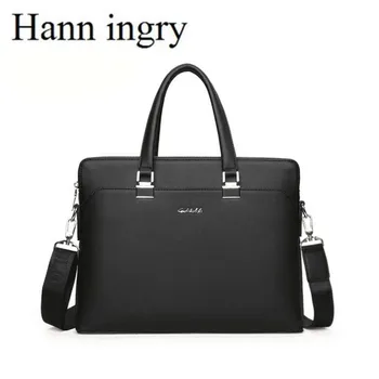 

HANN INGRY Men's Classic Portable Single Shoulder Bag Business Briefcase Horizontal Oblique Bag Multifunctional Satchel H64D