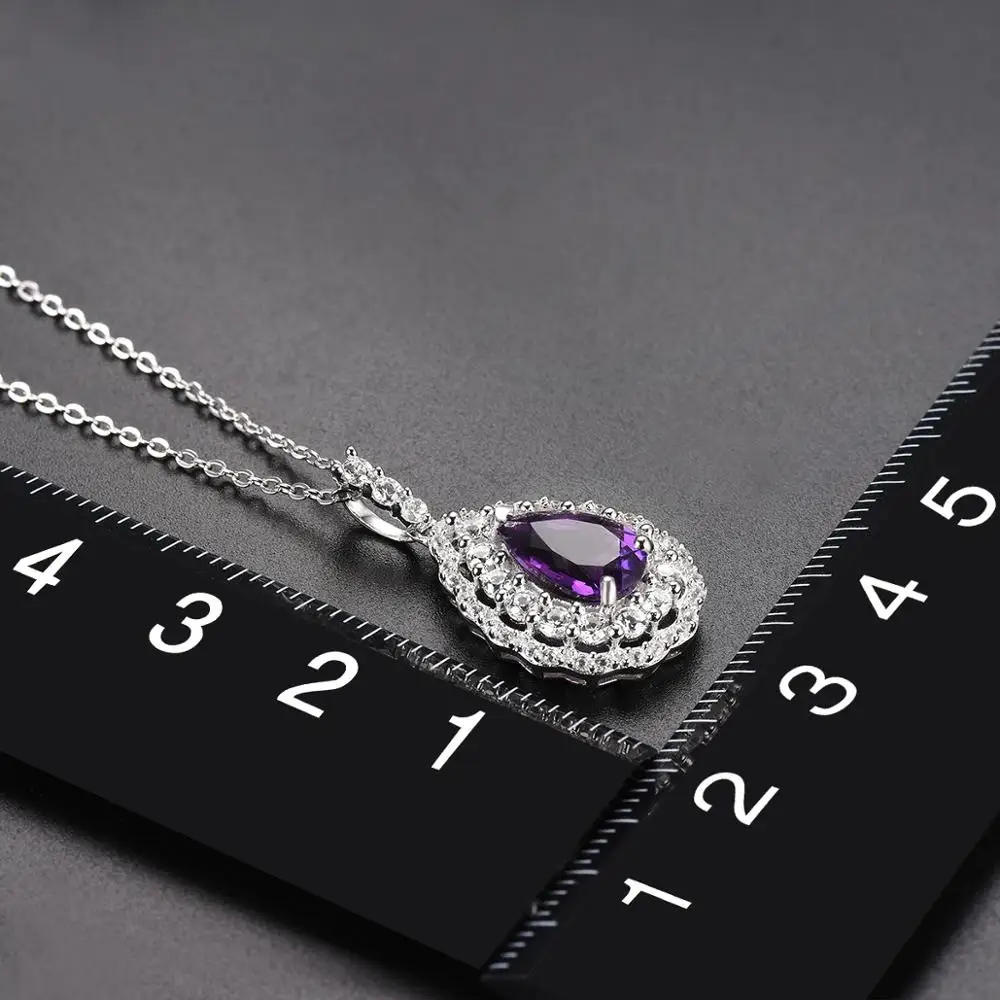 Hutang 1.92ct Кулон из настоящего аметиста драгоценный камень Твердое Серебро 925 пробы ожерелье изящные элегантные ювелирные изделия в форме кубиков для женщин Новинка