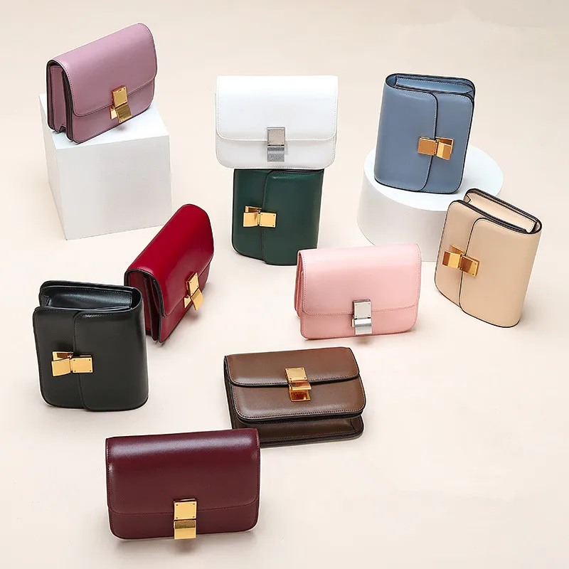 2019 Woman The single shoulder bag New pattern Cowhide Diagonal span BOX Lock the small square bag  - 33057901642