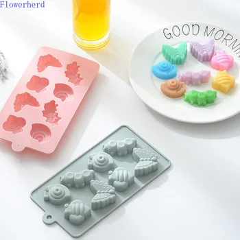 

Silicone Cake Mold 8-hole Small Snail Bees Bugs DIY Jelly Mold Fondant Tools Butterfly Handmade Soap Mold Chocolate Mold Baking