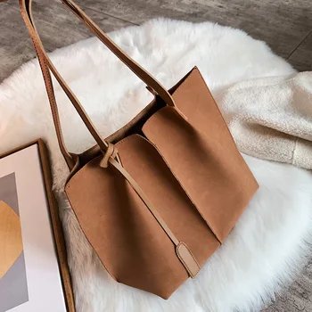 

women PU bag Casual Tote Shoulder Bags Tassel Casual Solid luxury bag womens handbags and purses Travel bag High-capacity