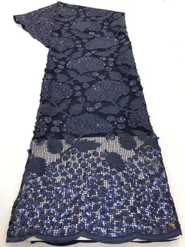 

2020 Bridal Sequinsed Lace Fabric High Quality African Handmade Sequins Lace Fabric Embroidery 3d French Lace Fabric for 5yards