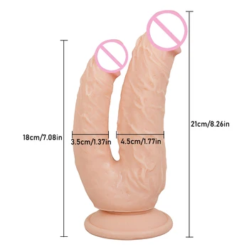 Huge Double Dildos Double Penetration Vagina and Anus Soft Realistic Penis Double Headed Phallus Sex Toys for Women Masturbation 2