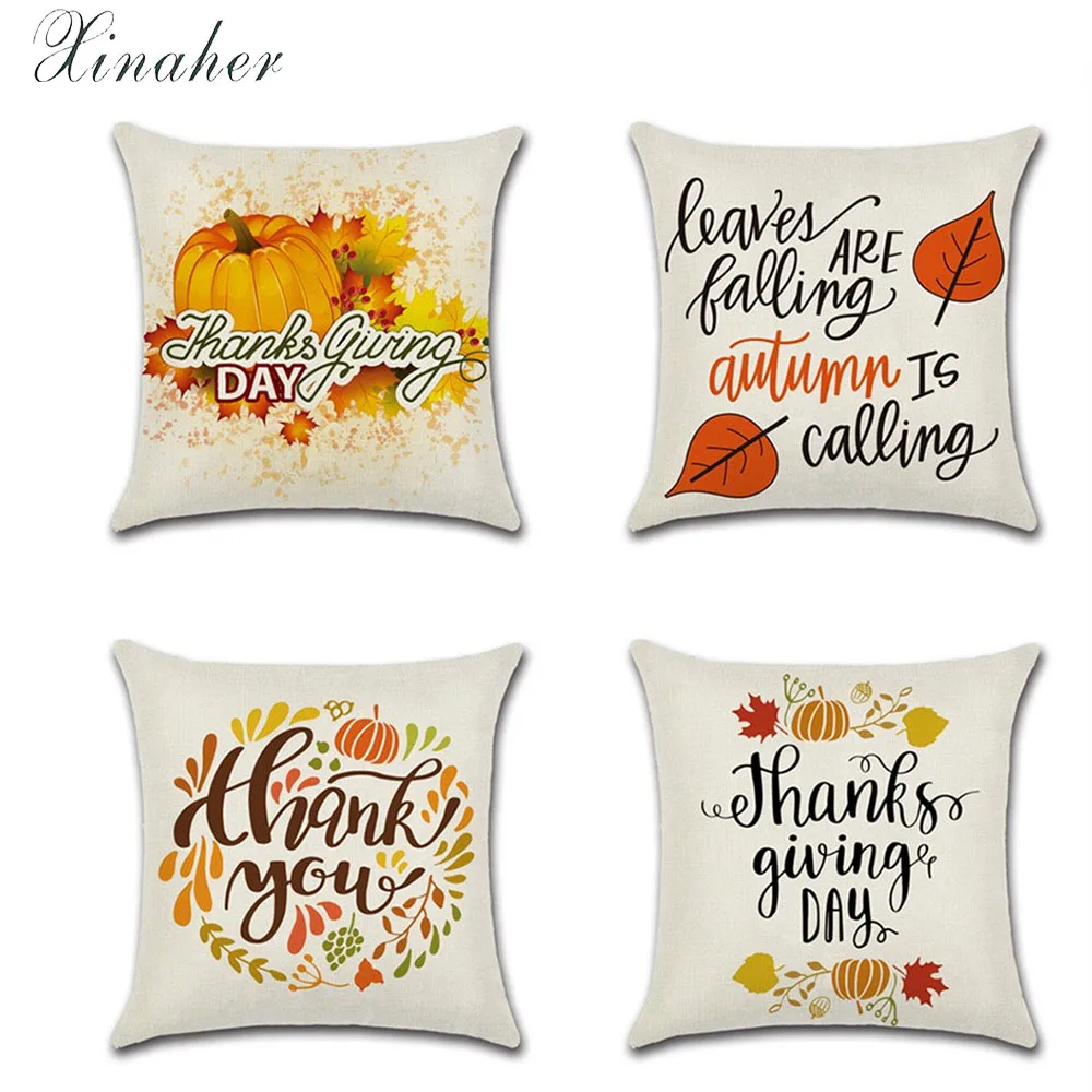 Thanksgiving rumor theme series English word pumpkin Linen Throw Pillow Car Home Decoration Decorative Pillowcase cushion cover | Дом и сад