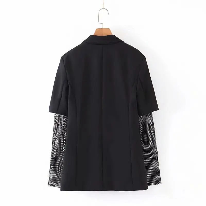 Autumn Solid Blazer For Women Long Sleeve Diamond Patchwork Long Elegant Coat Female Fashion Clothing new arrivals