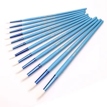 12 шт. набор кистей для рисования разных размеров круглый наконечник для художника нейлоновые волосы синяя деревянная ручка акварельные кисти для школьных принадлежностей